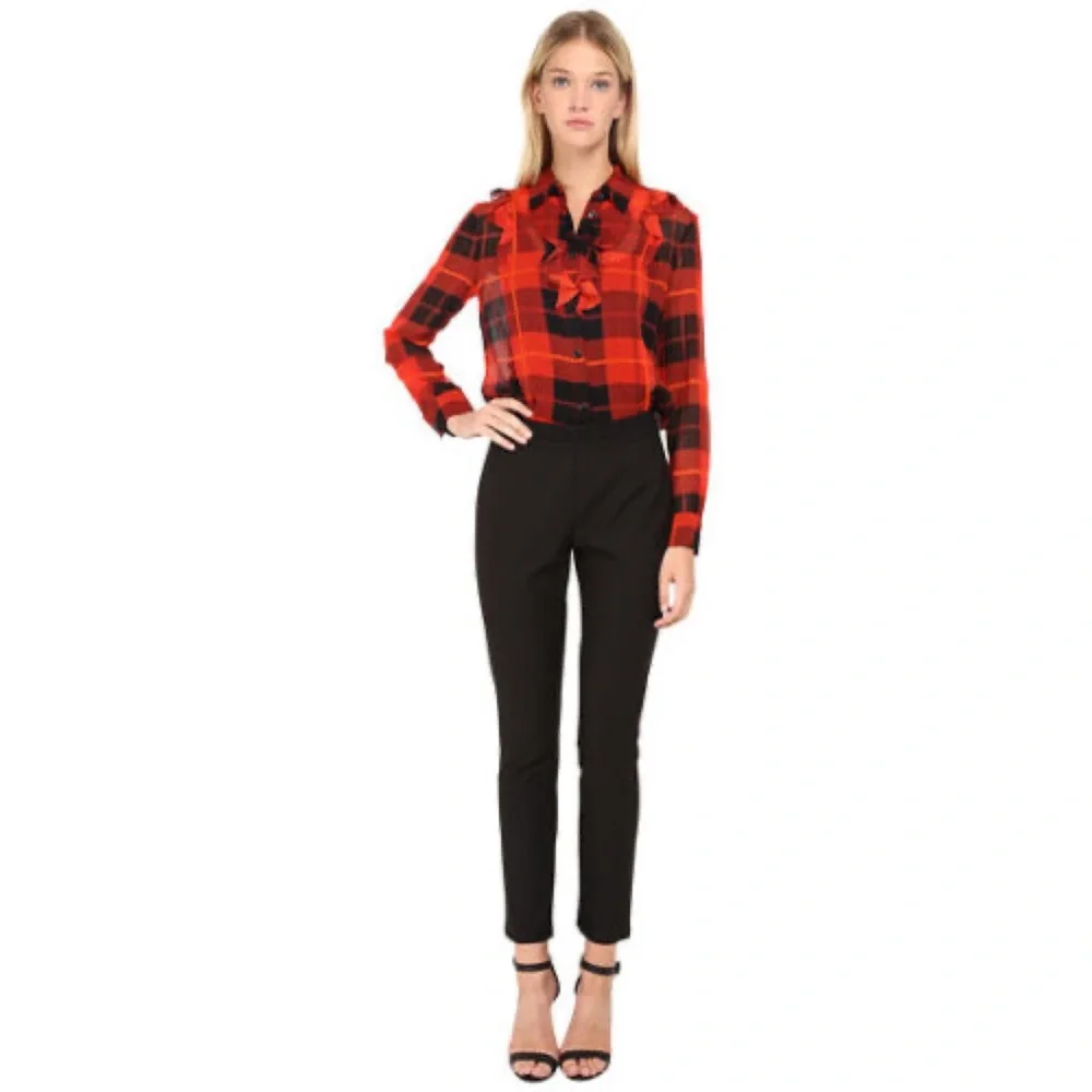 Kate Spade Woodland Plaid Chiffon Blouse